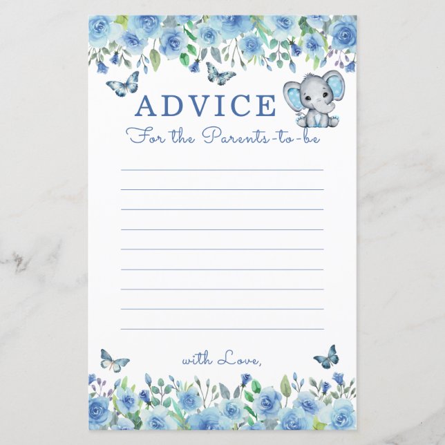 Elephant Dusty Baby shower bleu Conseils pour les  (Devant)