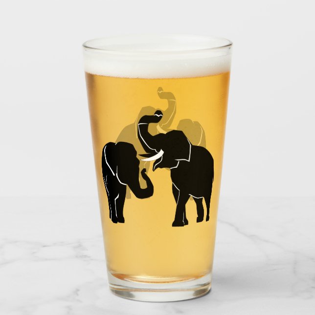 Eléphant en verre Couple Eléphants (Devant (rempli))
