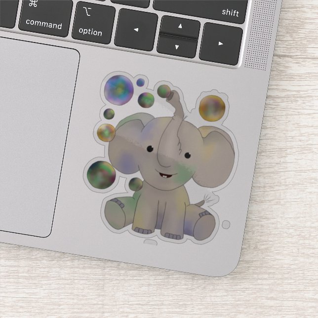 Éléphant et bulles de savon Autocollants de vinyle (Détail)