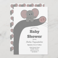 Eléphant et tronc bébé | Invitation baby shower