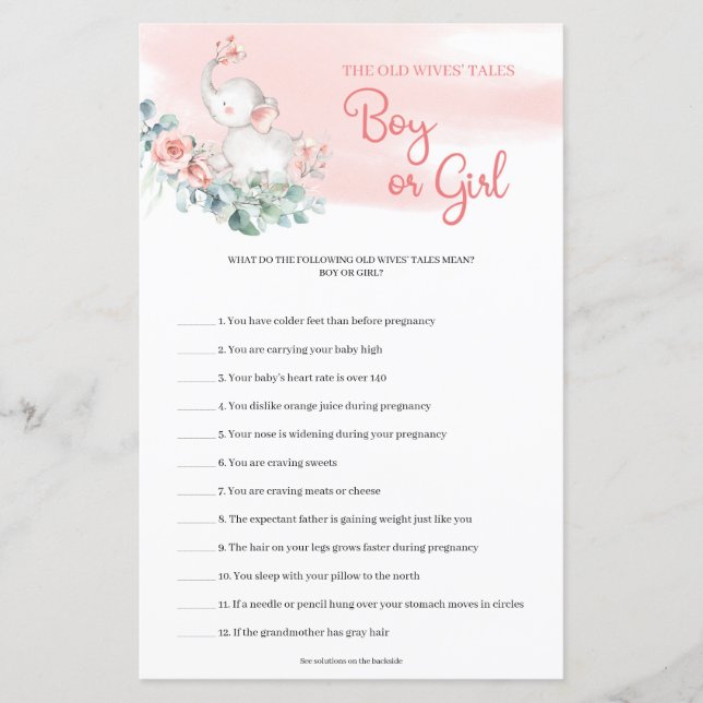 Elephant Eucalyptus Guess Boy Or Girl tales jeu (Devant)