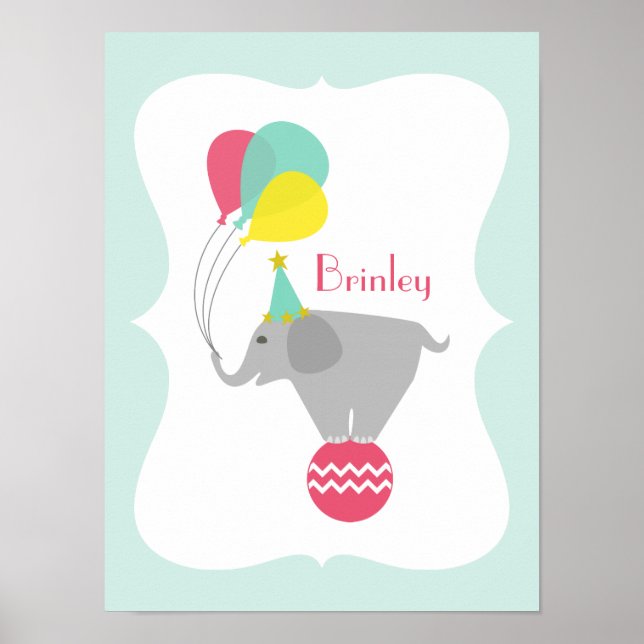 Éléphant Féminin + Ballons Décoration de Chambre E (Devant)