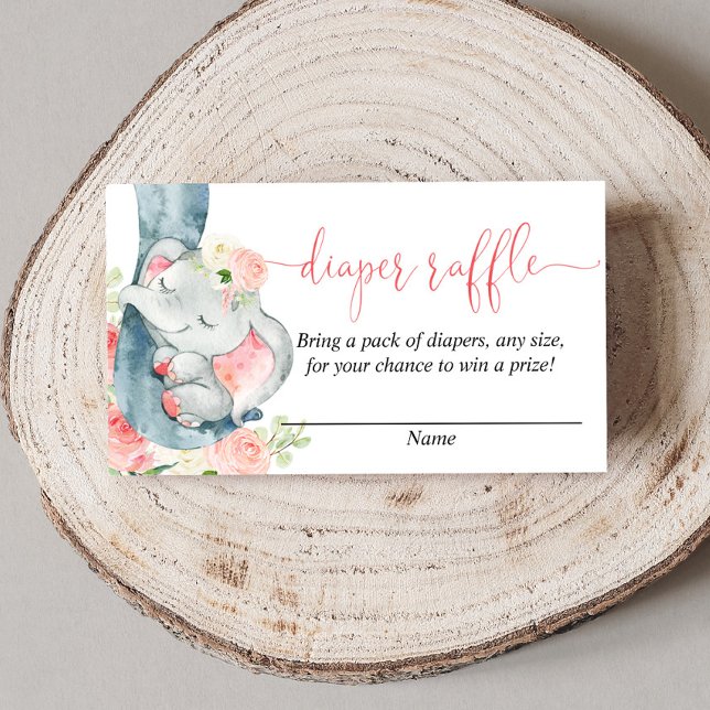 Eléphant fille baby shower cartes de tombola (Créateur téléchargé)