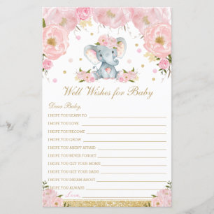 Éléphant Floral Rouge Vœux de Bonheur pour Baby Sh