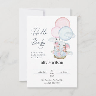 éléphant girafe bébé conception Invitation
