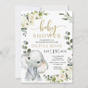 Elephant Green Baby shower Invitation