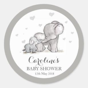 Eléphant gris Love Baby shower bleu Sticker 