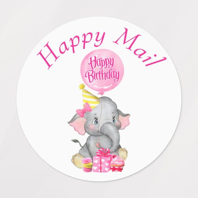 Elephant Happy Mail Étiquettes (Design 1)