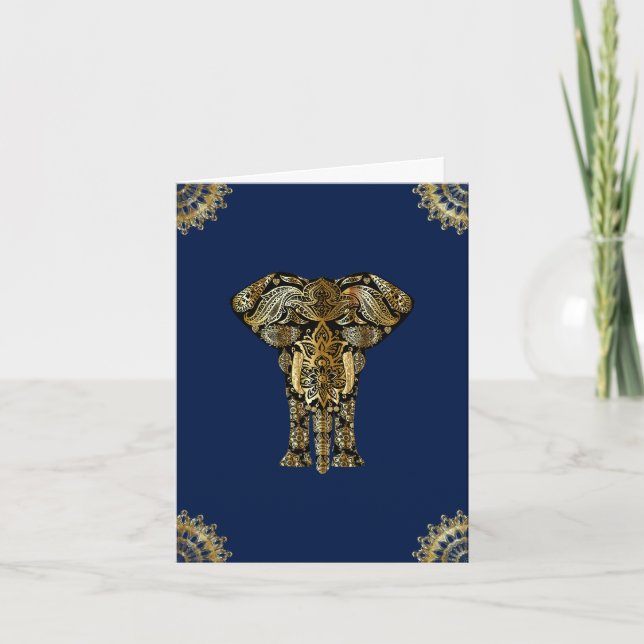 Éléphant Indien Or Bleu (Devant)