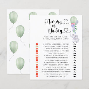 Éléphant - jeu de baby shower maman ou papa