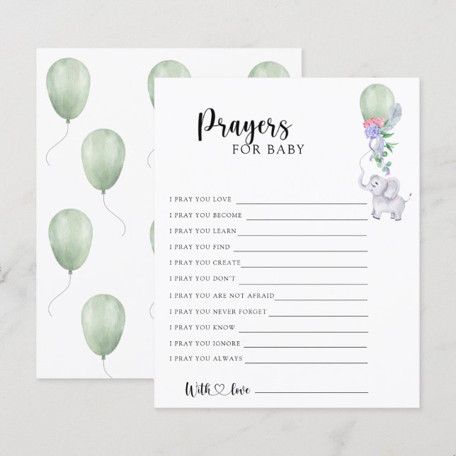 Éléphant - Jeu de fête | prières pour bébé (Devant / Derrière)