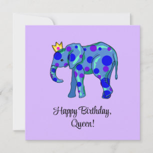 Elephant Joyeux Anniversaire Queen Flat Card