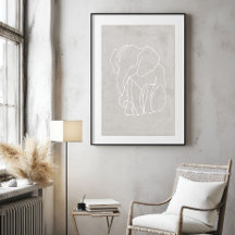 Eléphant Line Art | Poster minimaliste Safari