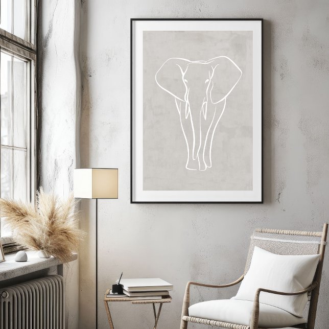 Eléphant Line Art | Poster minimaliste Safari (Créateur téléchargé)