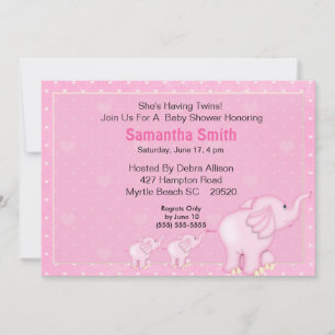 Elephant Maman et Twins Baby shower Invitation