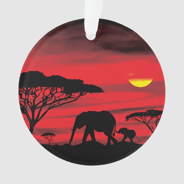 Éléphant mère et bébé dans le Serengeti (devant)