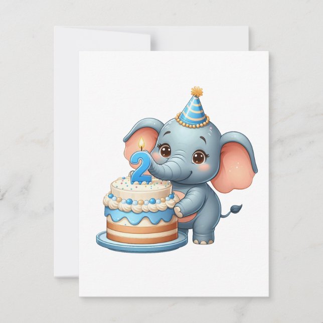 Éléphant Mignon 2ème Anniversaire (Devant)