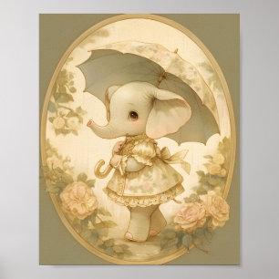 Éléphant Mignon - Affiche pour Chambre de Bébé