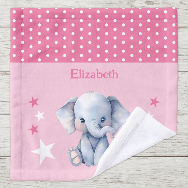Éléphant mignon ajouter nom pois étoiles rose (Créateur téléchargé)
