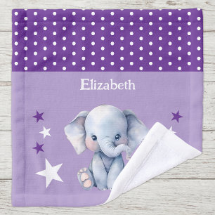Éléphant mignon ajouter nom pois étoiles violet