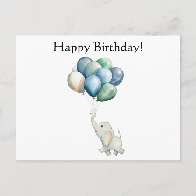 Eléphant mignon avec Balloons Carte postale (Devant)