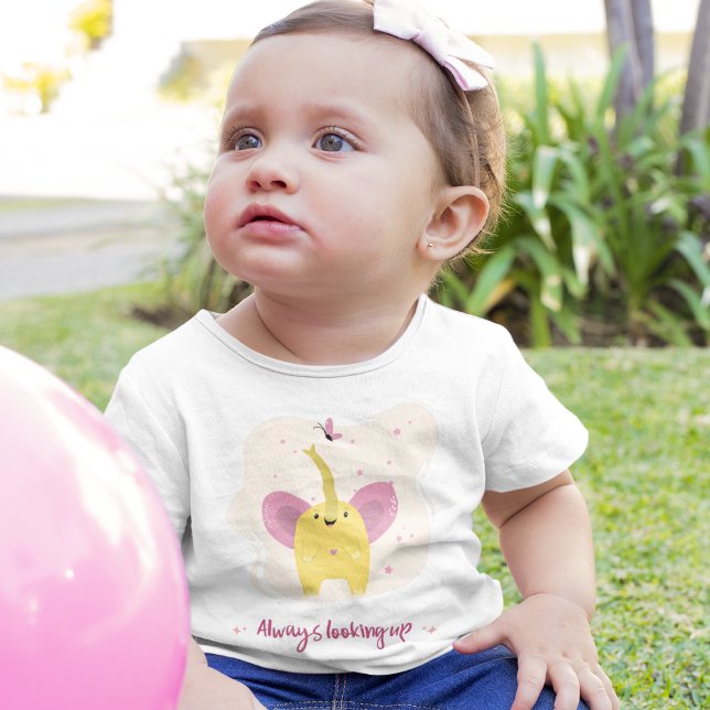 Éléphant Mignon Avec Texte Toujours Vers le Haut (Cute Elephant With Always Looking Up Text Baby T-Shirt)