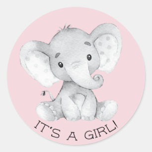 Eléphant mignon C'est une fille Favoriser Sticker