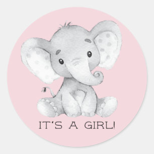 Eléphant mignon C'est une Sticker Faveur FILLE