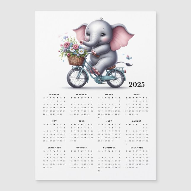 Eléphant mignon chevauchant un Magnet de vélo Cale (Devant)