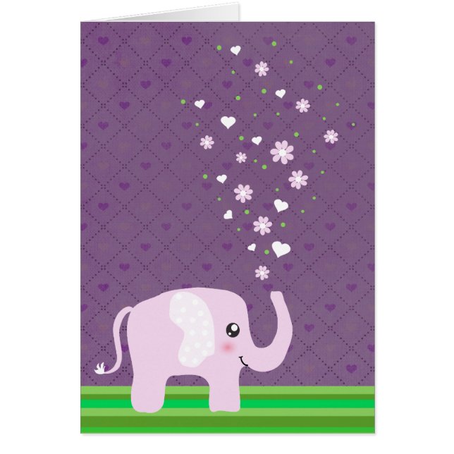 Éléphant mignon dans rose girly et le pourpre (Devant)