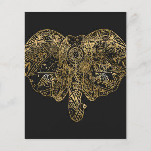Eléphant mignon dessiné à la main Fleur de henné
