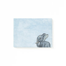 Eléphant mignon sur des notes Post-it bleues