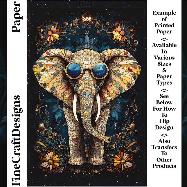 Éléphant Mosaïque Boho, Lunettes de soleil, Papier (Créateur téléchargé)