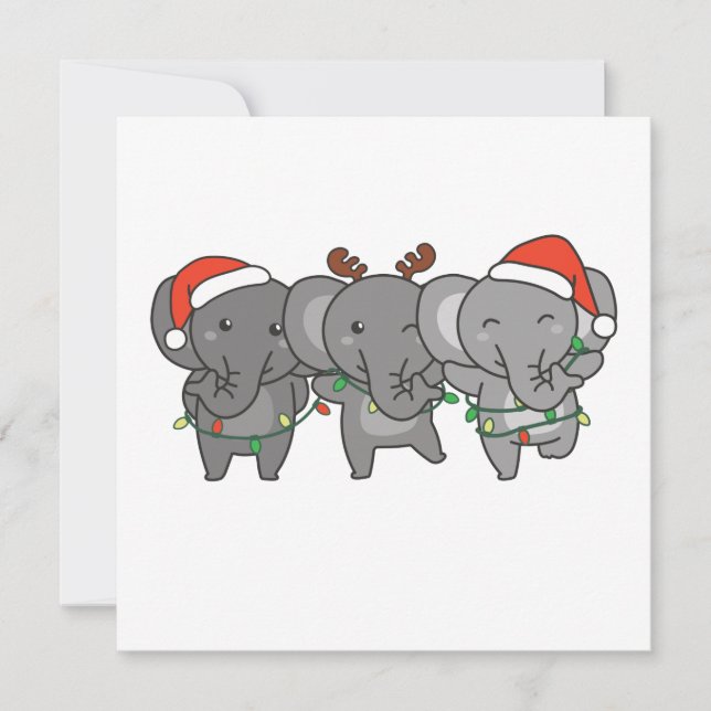 Éléphant Noël Noël Animaux Invitation Mignonne (Devant)