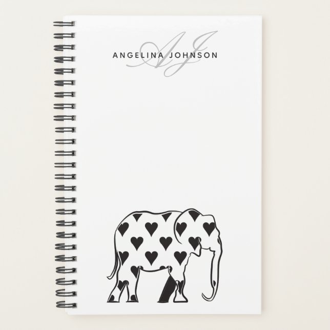 Éléphant Nom Simple Noir et Blanc (Devant)