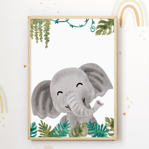 Elephant Nursery Poster Animal Kids Room Imprimer