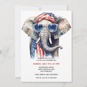 Eléphant patriotique 4 juillet invitations