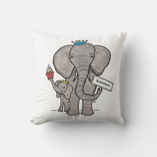 Eléphant personnalisé et coussin bébé (Recto)