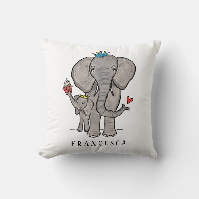 Eléphant personnalisé et coussin bébé (Recto)