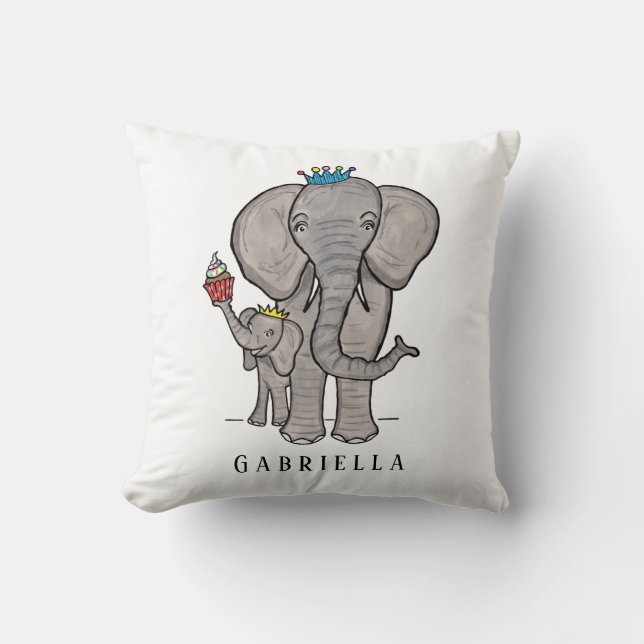 Eléphant personnalisé et coussin bébé (Recto)