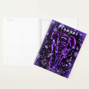 Eléphant Pink Planner Violet Dans La Nuit Étincela