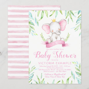 Elephant Princess Baby Shower Invitations