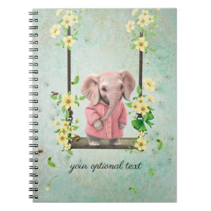 Éléphant Rose Balançant Cahier Photo en Spirale