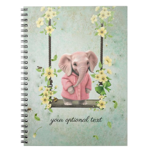 Éléphant Rose Balançant  Cahier Photo en Spirale (Devant)
