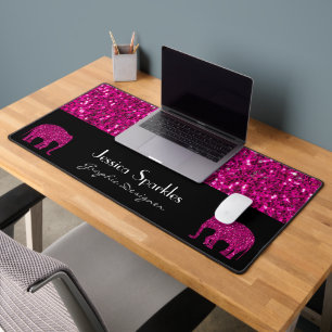 Éléphant rose chaud scintillant personnalisé avec