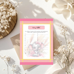 Eléphant rose doux - Baby shower Jeu ABC