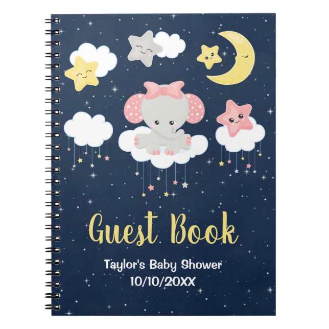 Elephant rose et Baby shower de marine Livre d'inv (Devant)