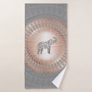 Eléphant rose Gold Grey Mandala