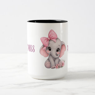 Éléphant Rose Mignon Tasse Little Miss / Mug à Caf