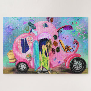 Elephant rose Motorhome Voyageuse Puzzle cadeau